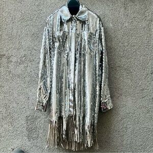 NWOT PINKO Sequined Shirt Jacket/Dress With Fringe